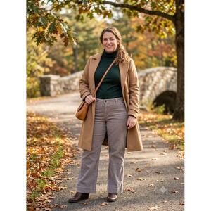 Eddie Bauer Women's 18 Corduroy Pants Gray Taupe Wide Leg Trouser Stretch Flap